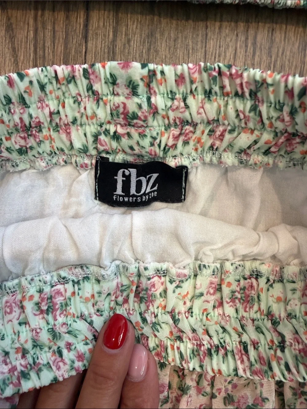 Flowers by Zoe Mint Floral Smocked Skirt with Pink Accents